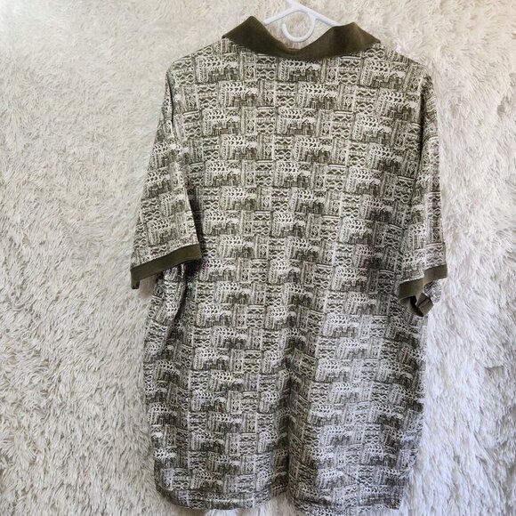Northwest Territory Big Man 3X Polo Shirt Green Geometric Pattern 100% Cotton Ma - Picture 2 of 8